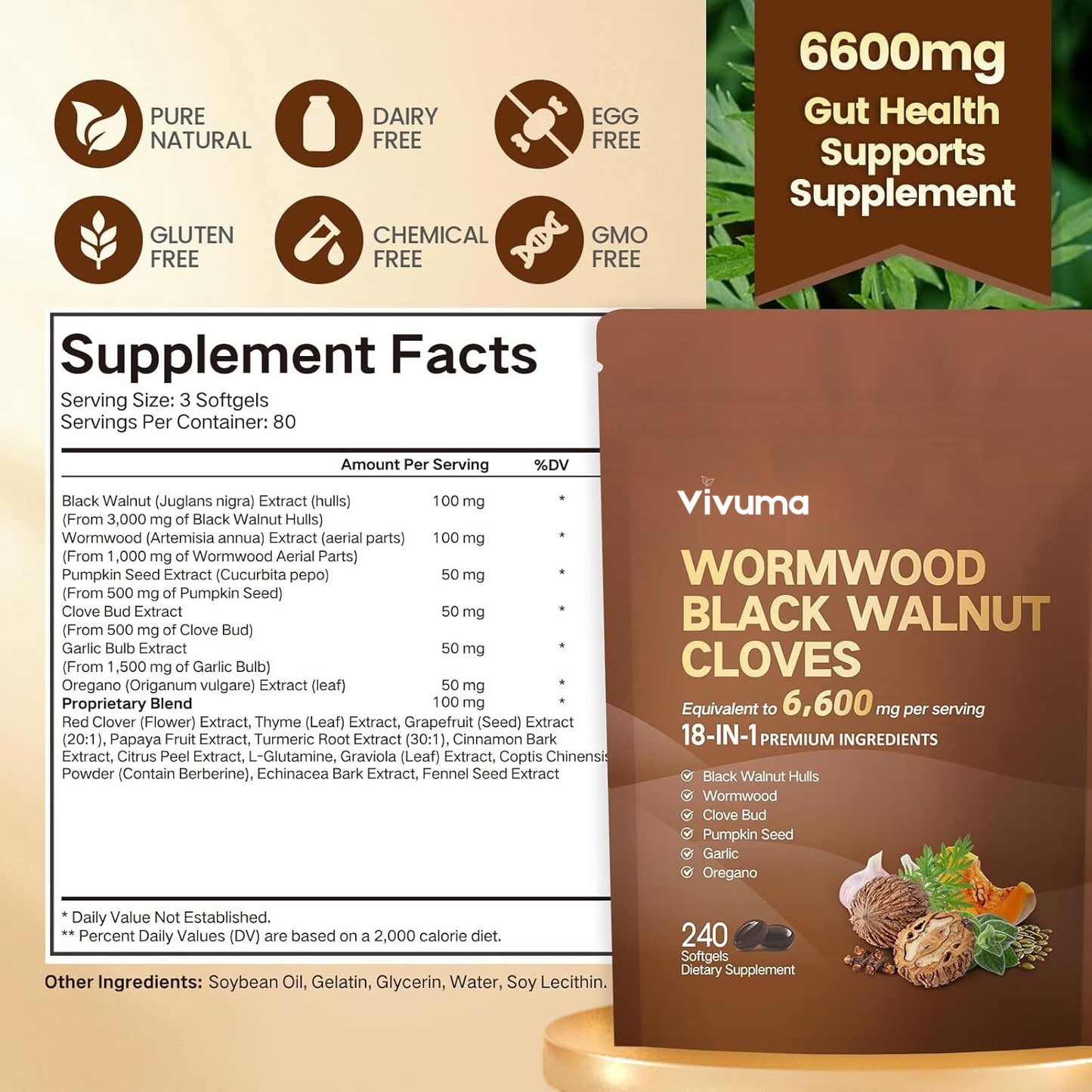 Wormwood Black Walnut Cloves | 18-in-1 | 240 Softgels